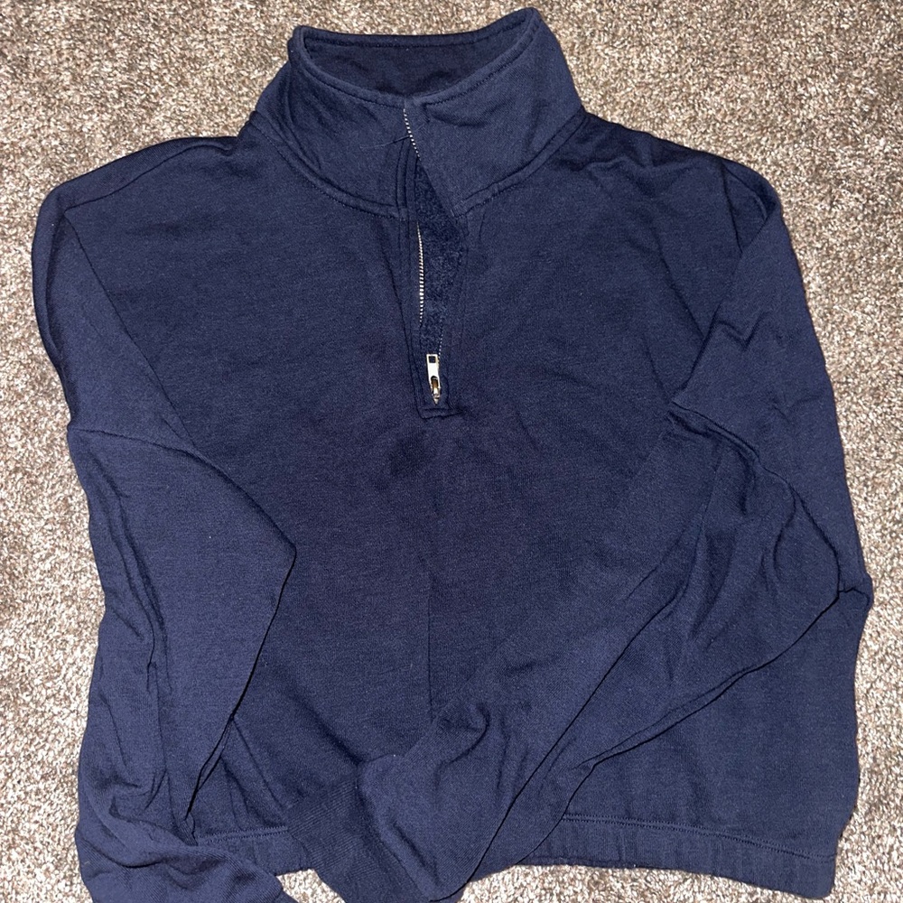 Garage Navy Blue Cropped Quarterzip | Size: L